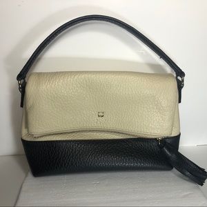 Kate Spade New York Beige Black Pebbled Leather